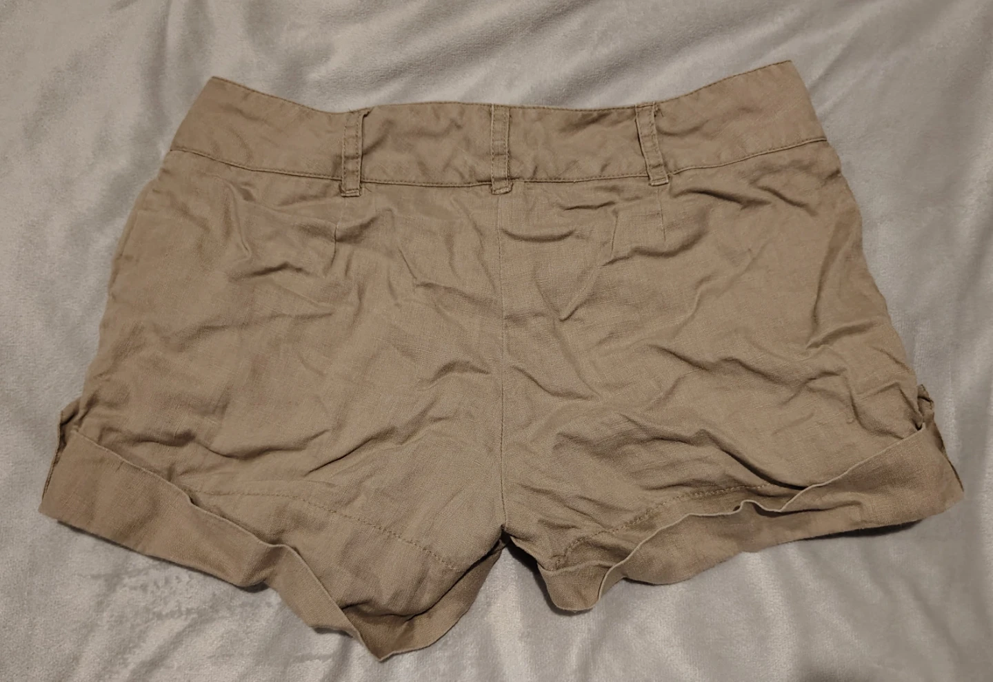 Women's Linen Blend Cuffed Shorts - Tan - photo 2