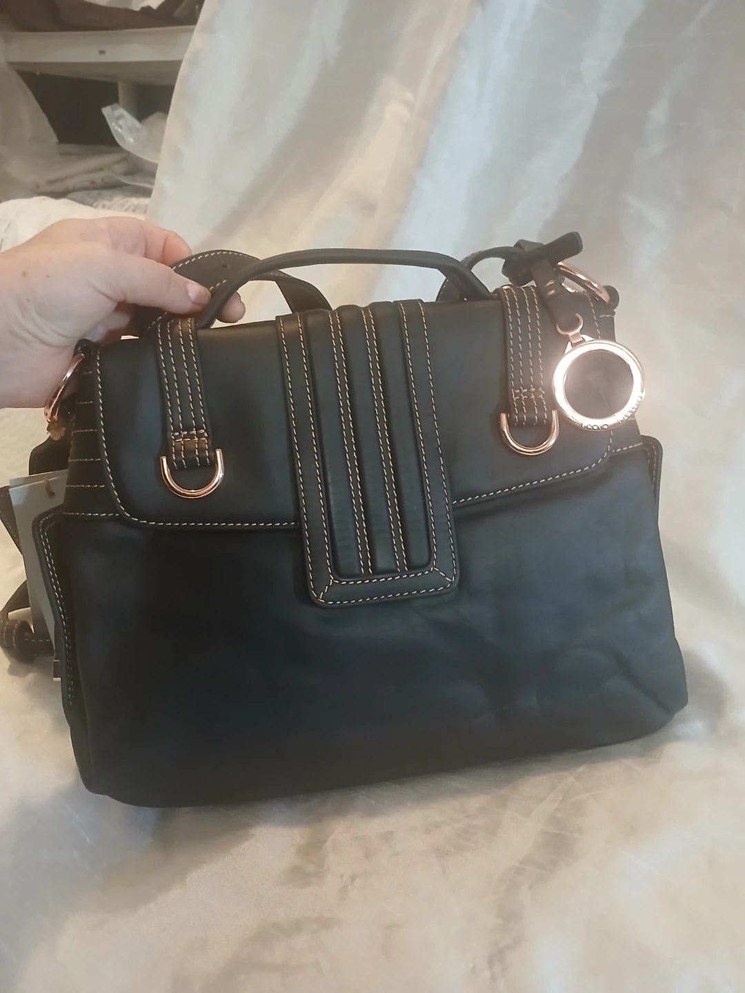 Paolo Federico Black Leather Shoulder Bag