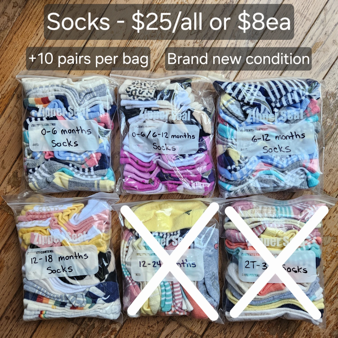Baby Socks - Multiple Sizes Available