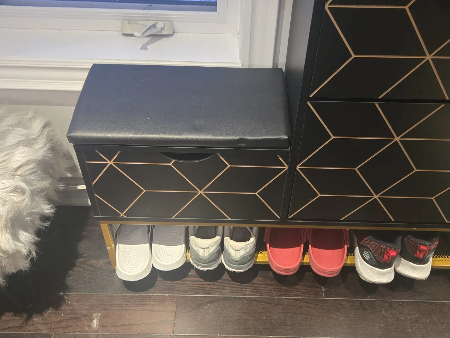 Black Flip Down Shoe Storage Cabinet with Bench - photo 2
