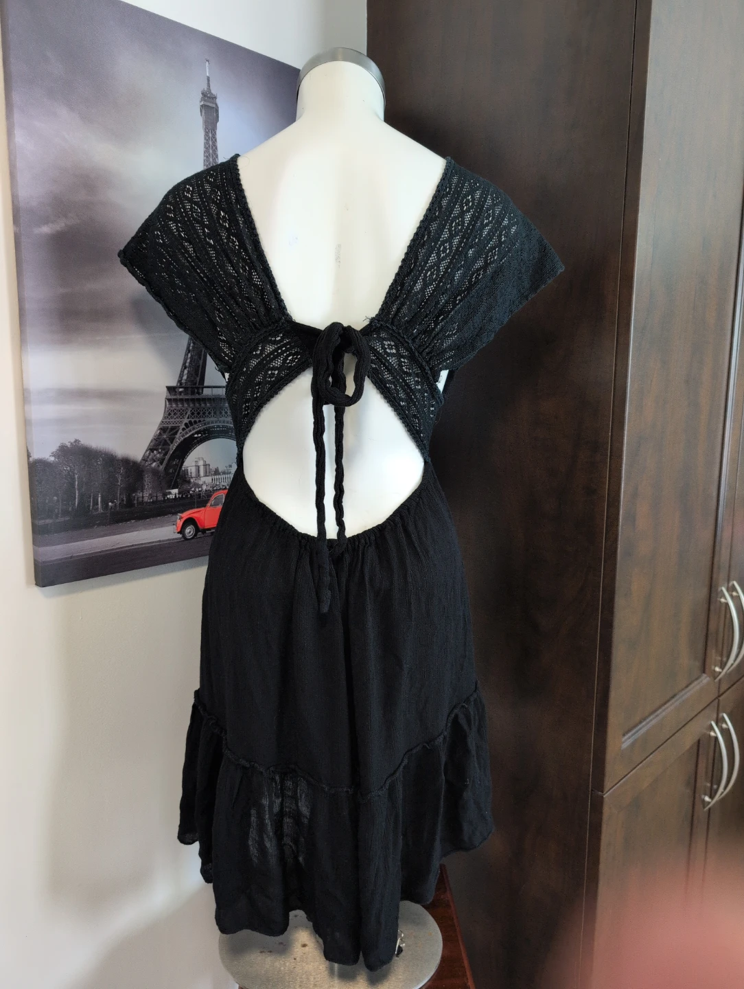 Black Boho Crochet Detail Summer Dress - photo 4