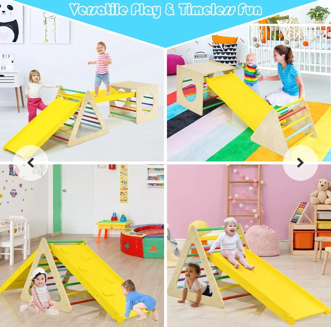 5 in 1 Wooden Climbing Triangle with Slide - photo 2