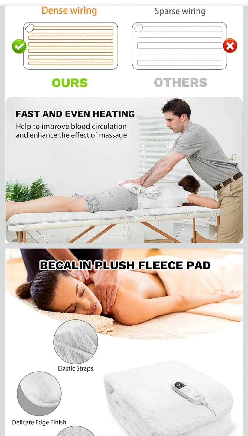 BECALIN Massage Table Warmer - Plush Fleece Pad - photo 4