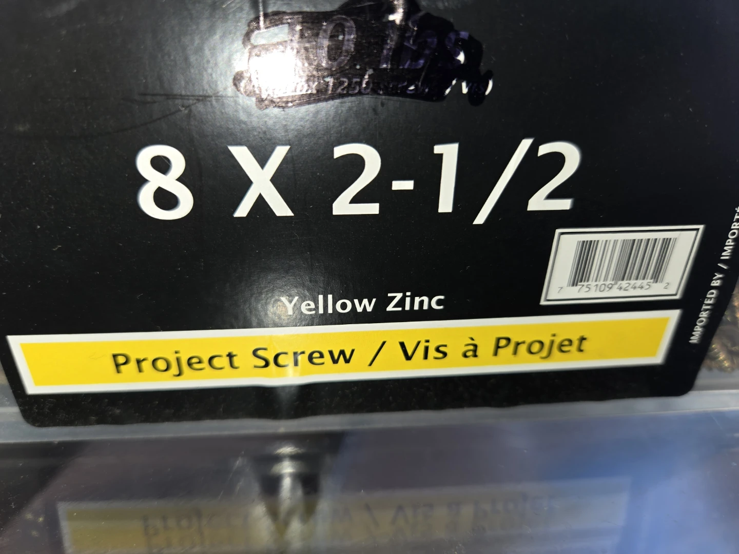 Project Screws 8 X 2-1/2 Yellow Zinc