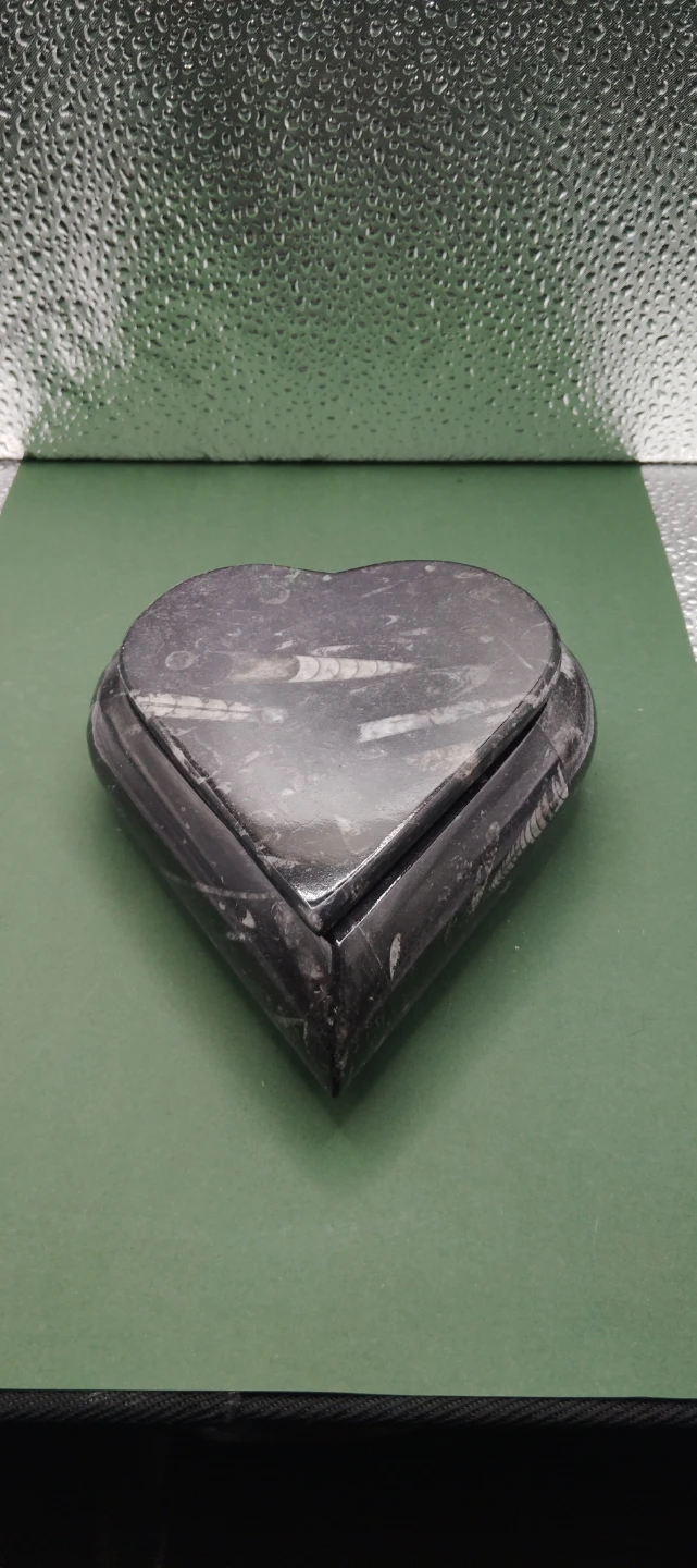 Heart Shaped Marble orthoceras fossil Trinket Box - photo 2