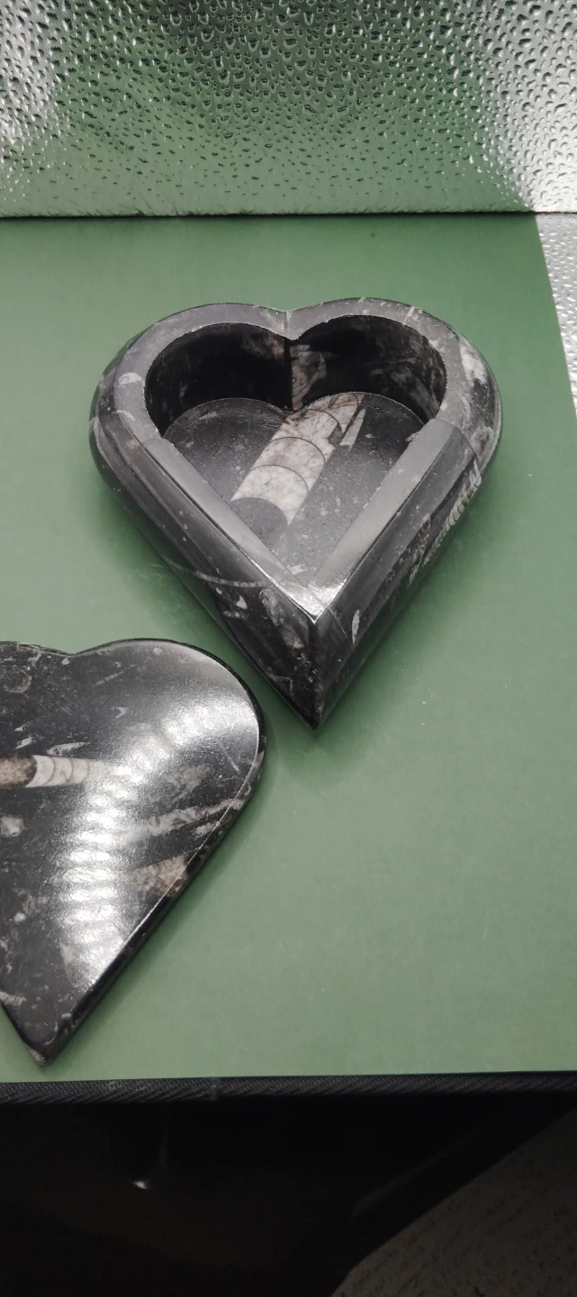 Heart Shaped Marble orthoceras fossil Trinket Box - photo 5