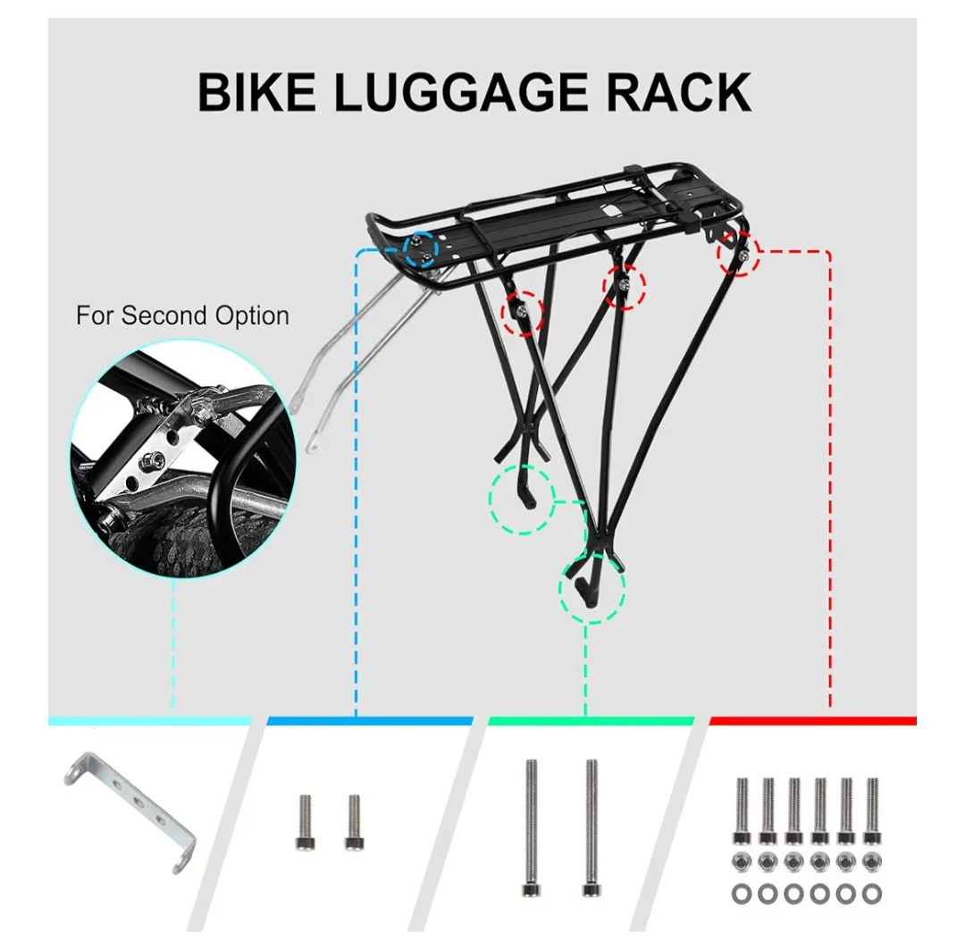Dreamoon Rear Bike Rack with Luggage Clip, - photo 5