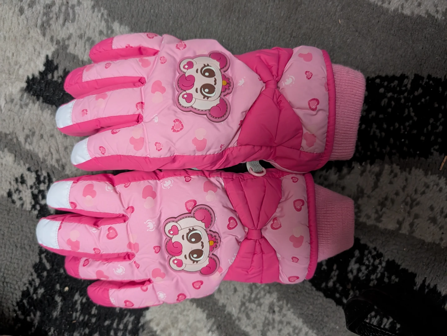 Pink Cartoon Bear Winter Gloves for Kids🏆