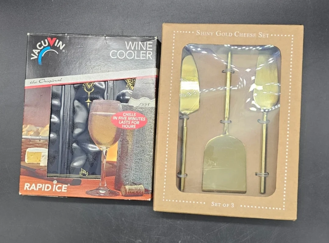 3 pc Cheese Set & Vacuvin Rapid Ice Wine Cooler and Mason Grove