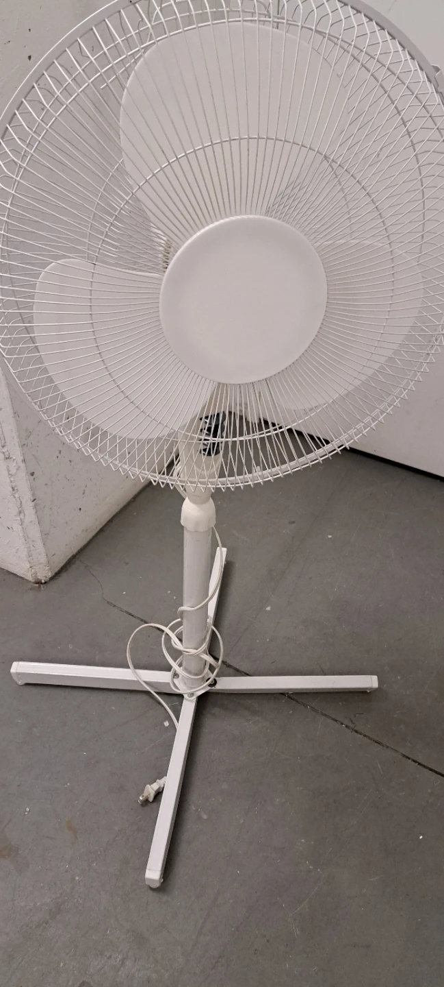 White oscillating pedestal fan