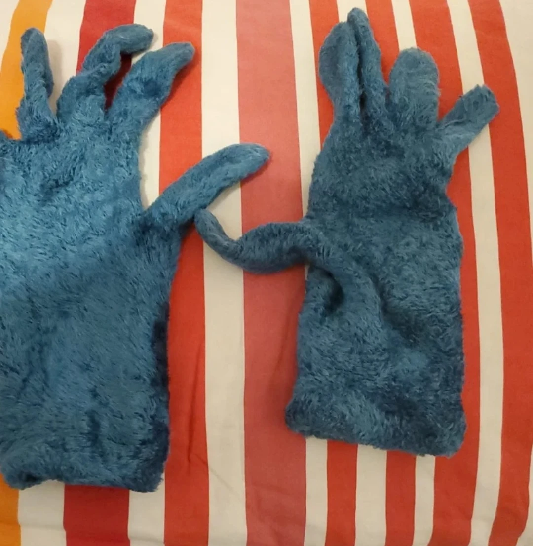 🥕 Blue Faux Fur Winter Gloves - photo 2