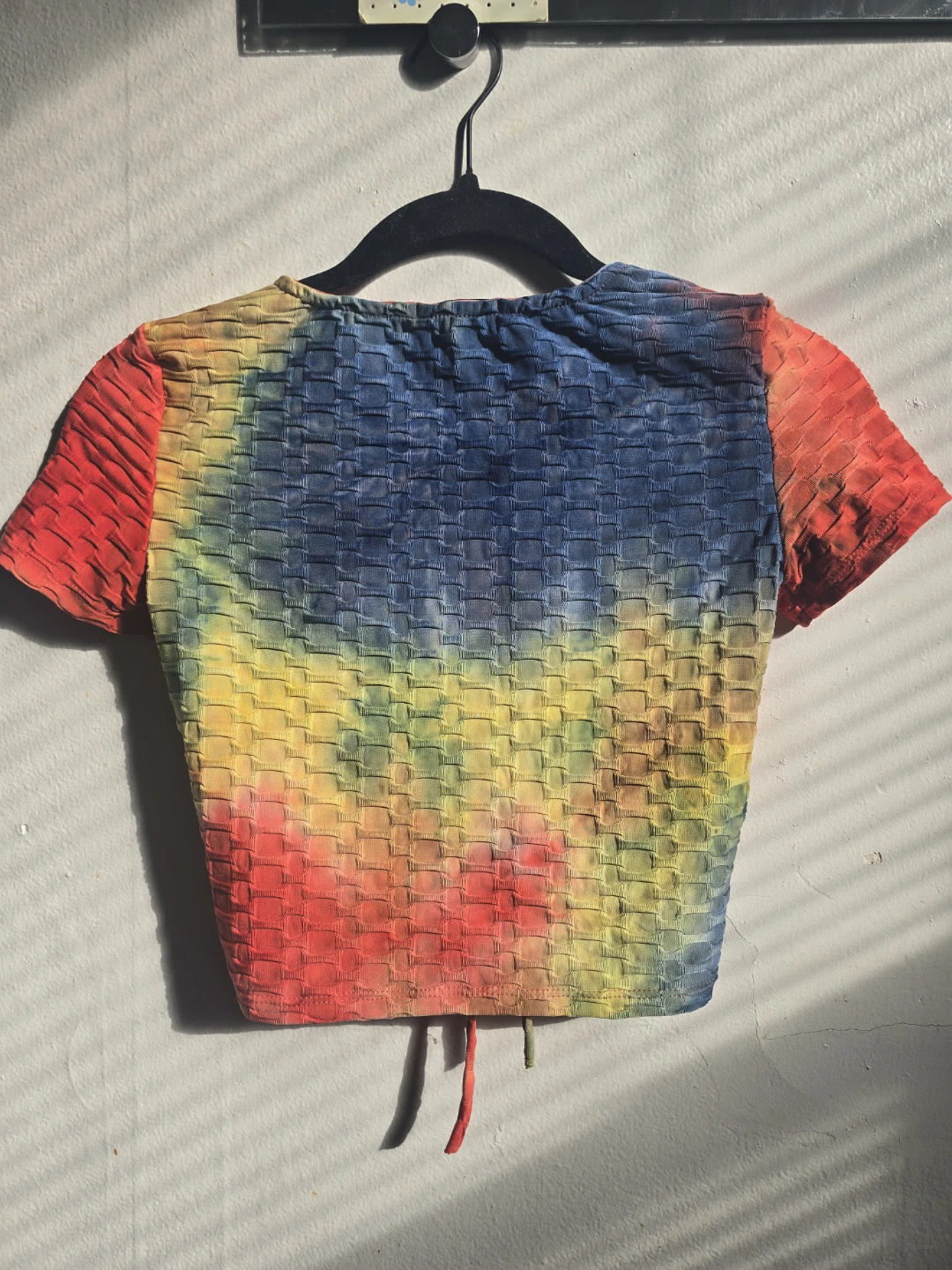 Cotton Candy Rainbow Tie-Dye Ruched Crop Top - photo 5