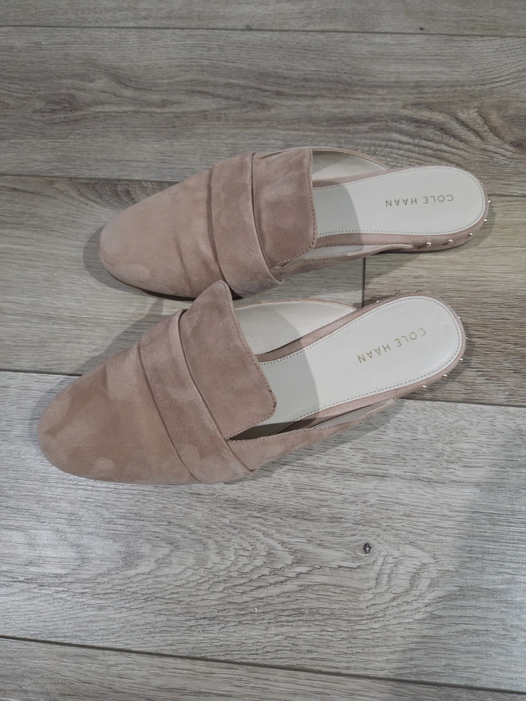 [Cole Haan] Dusty Rose Suede Mule Loafers - Size 7