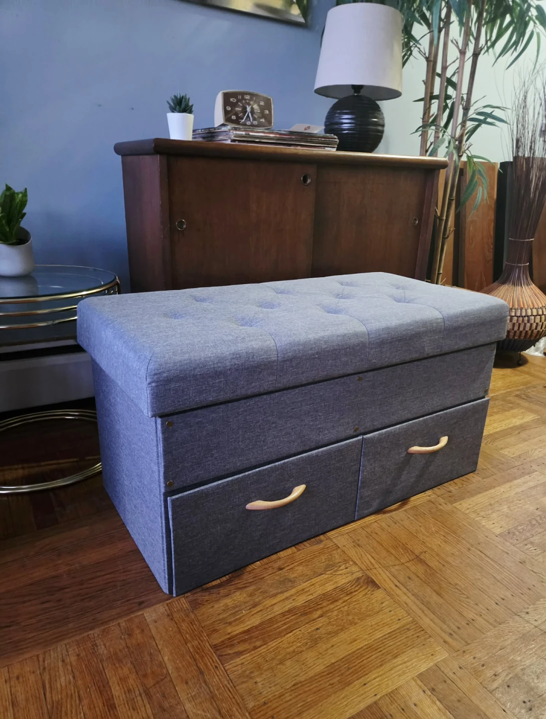 Grey Tufted Storage Bench - photo 3