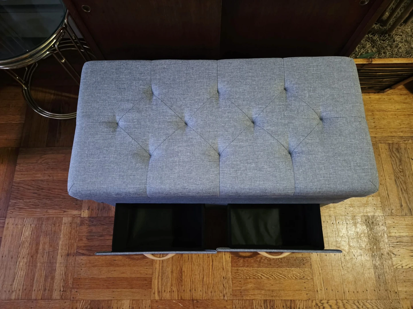 Grey Tufted Storage Bench - photo 4