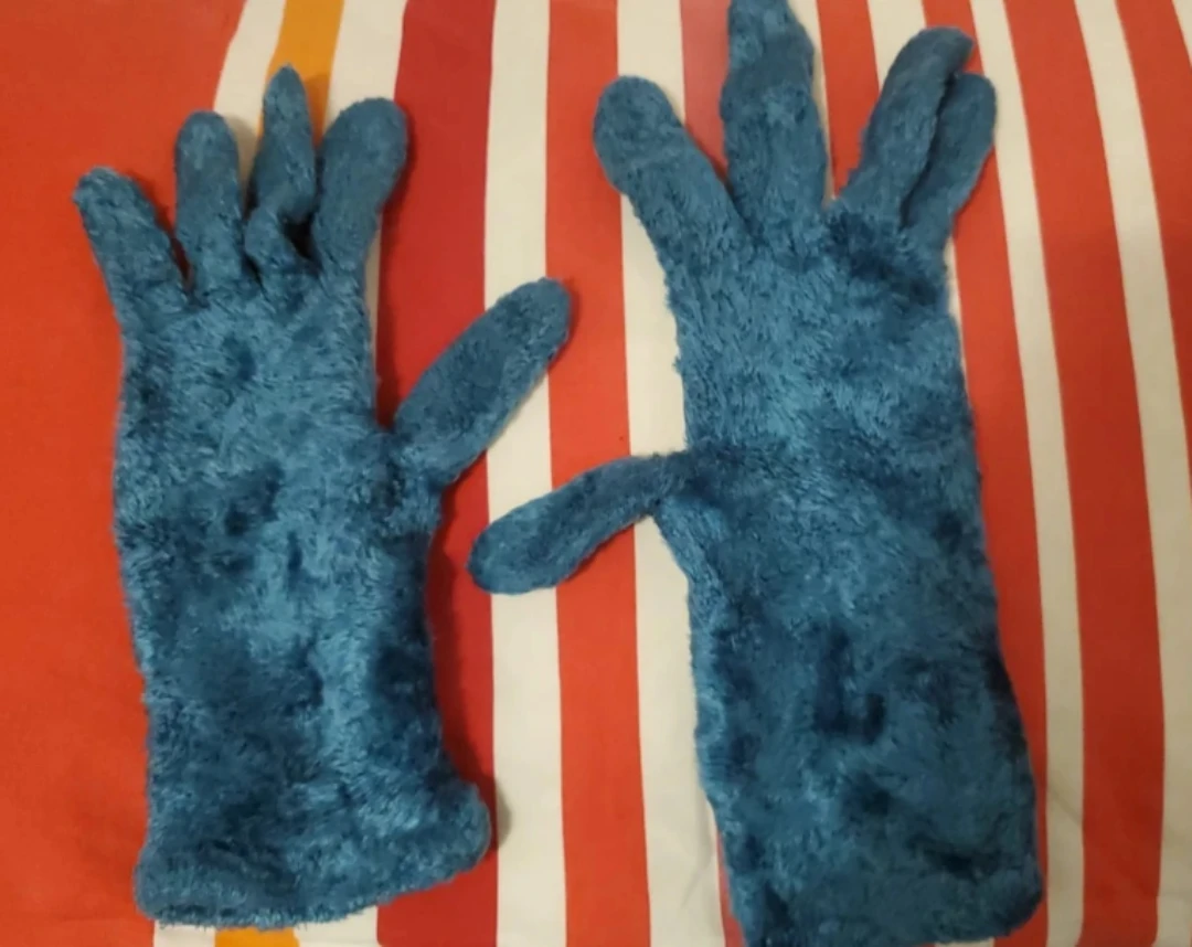 🥕 Blue Faux Fur Winter Gloves
