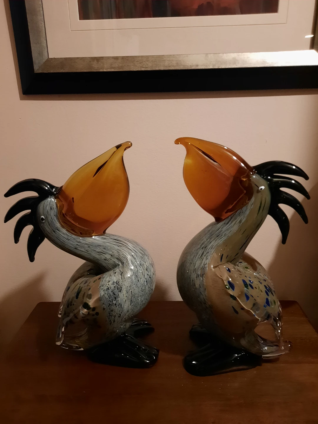 🧡 Pair of Large Hand Blown Glass Figurines (HEAVY) 🧡