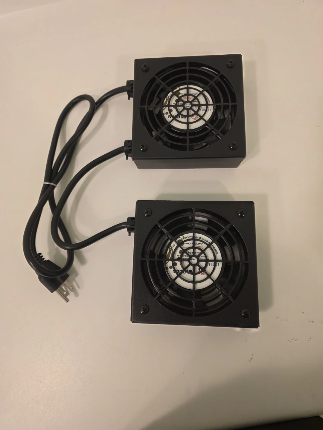 2 x Black Cooling Fans with Power Cord