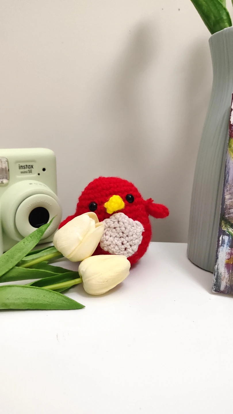 Handmade Red Crochet Bird Plushie - photo 2