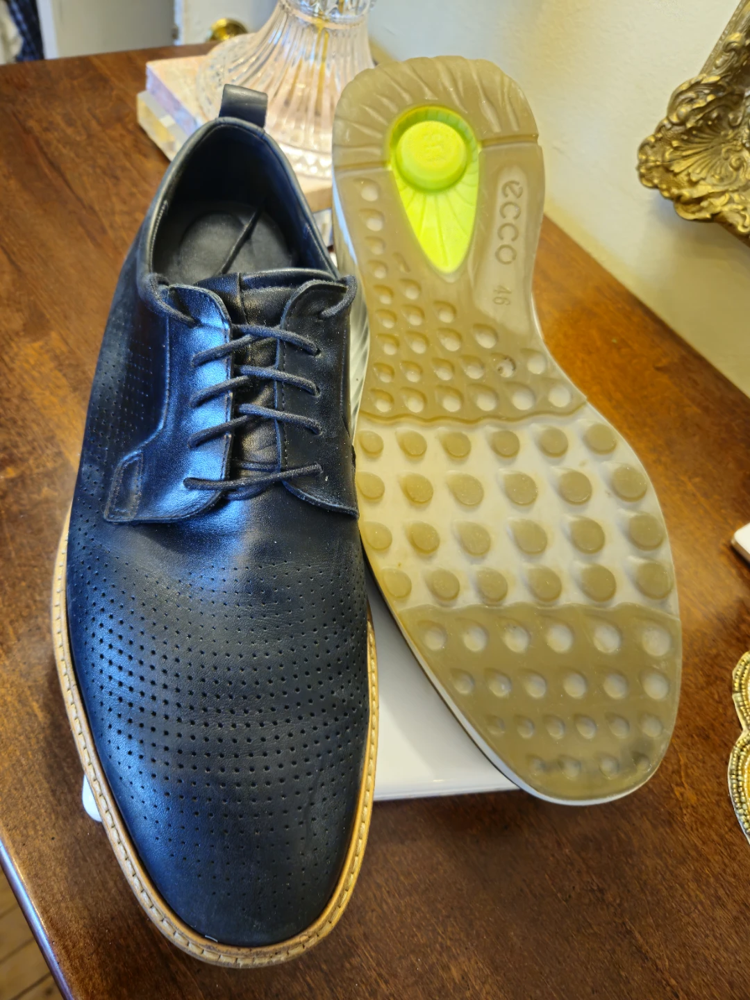 ECCO St.1 Hybrid Black Leather Perforated Lace-Up Shoes - photo 4