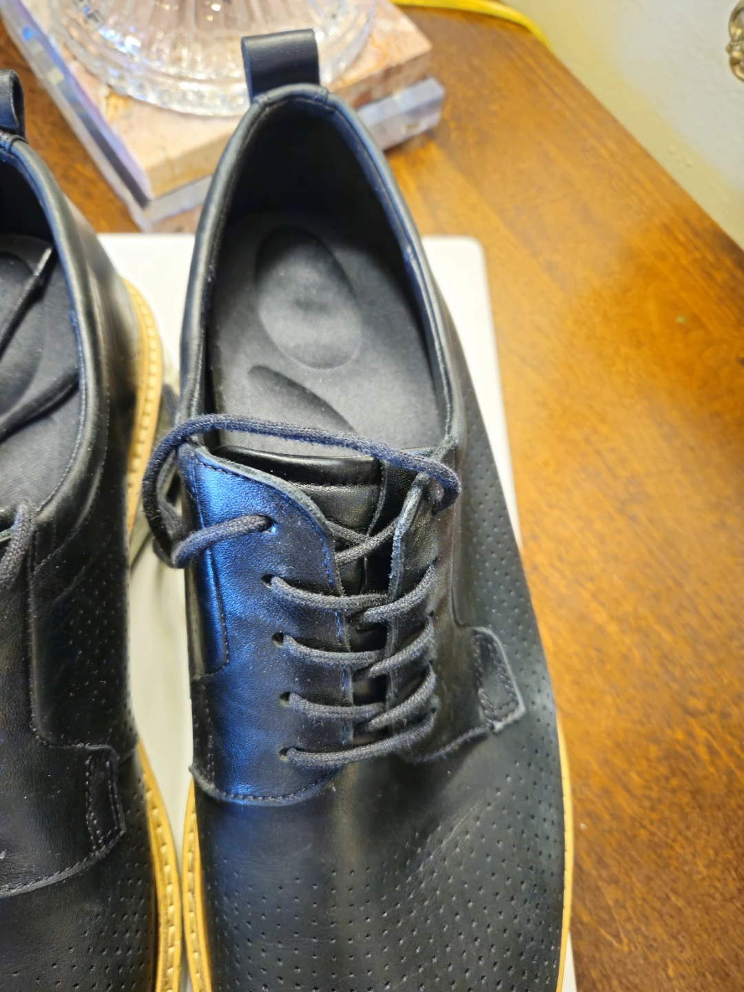 ECCO St.1 Hybrid Black Leather Perforated Lace-Up Shoes - photo 5
