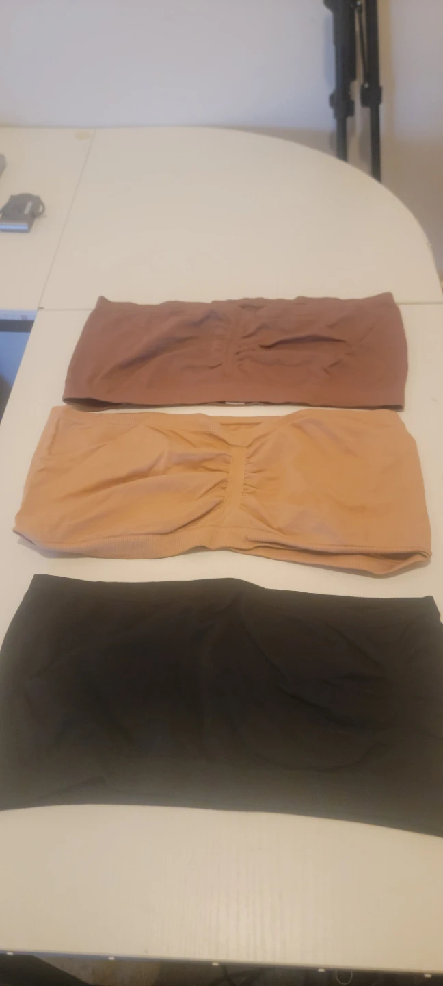 3 Pack Strapless Bandeau Bras - Black, Tan, Brown - photo 2