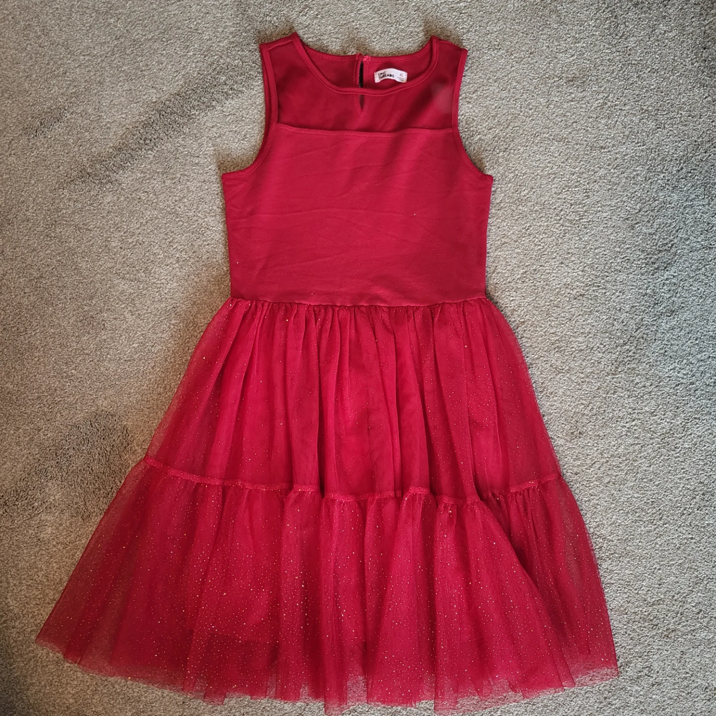 Girls Red Sparkle Tulle Dress (Epic Threads): size XL