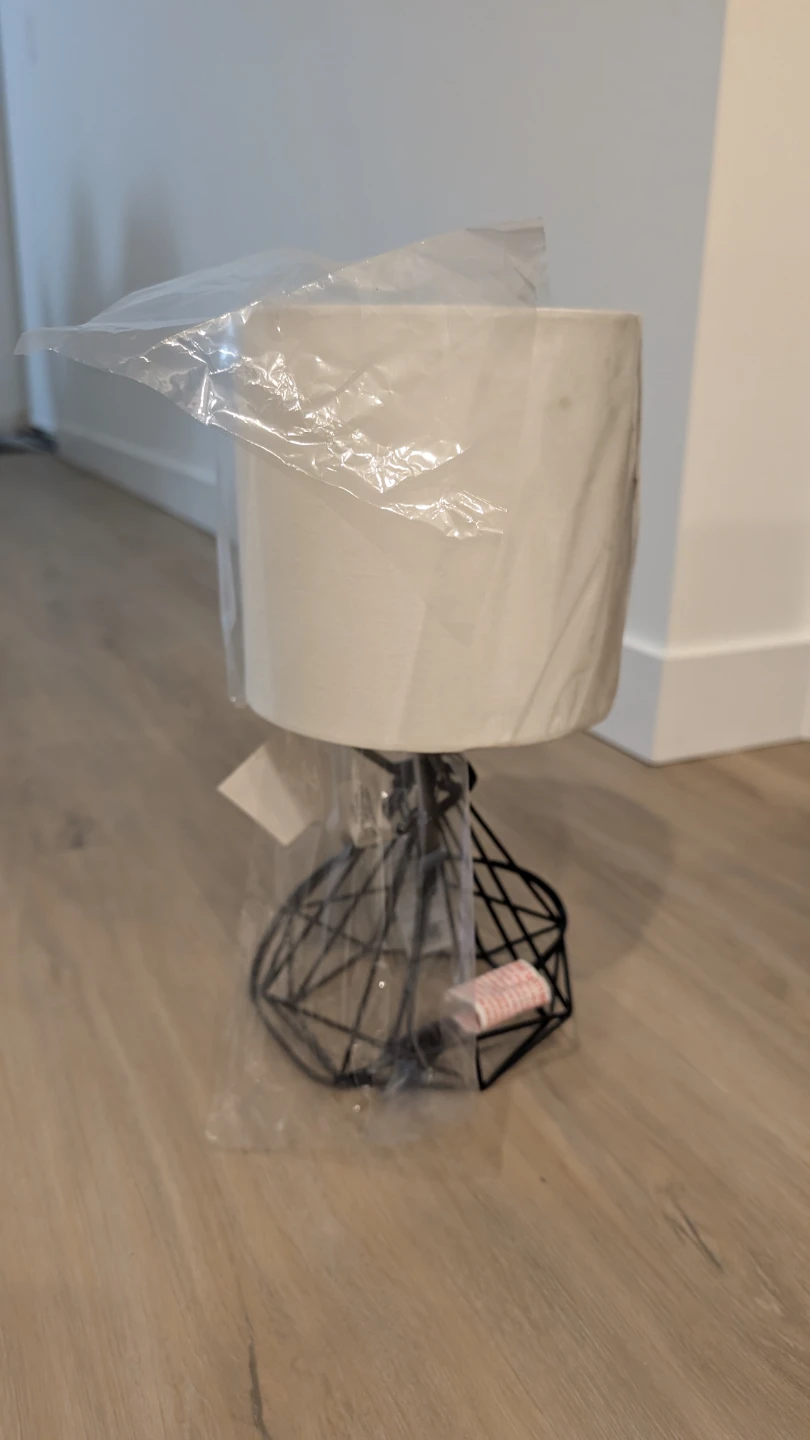 Geometric Base Table Lamp with White Shade - photo 2