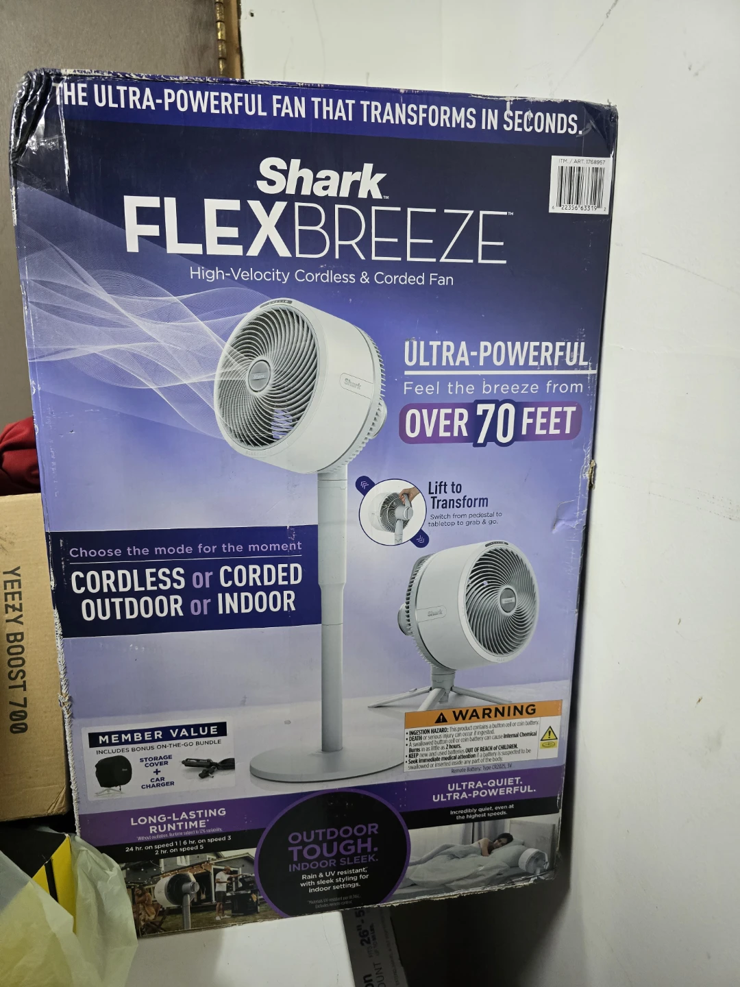 Shark FLEXBREEZE High-Velocity Cordless & Corded Fan - photo 2