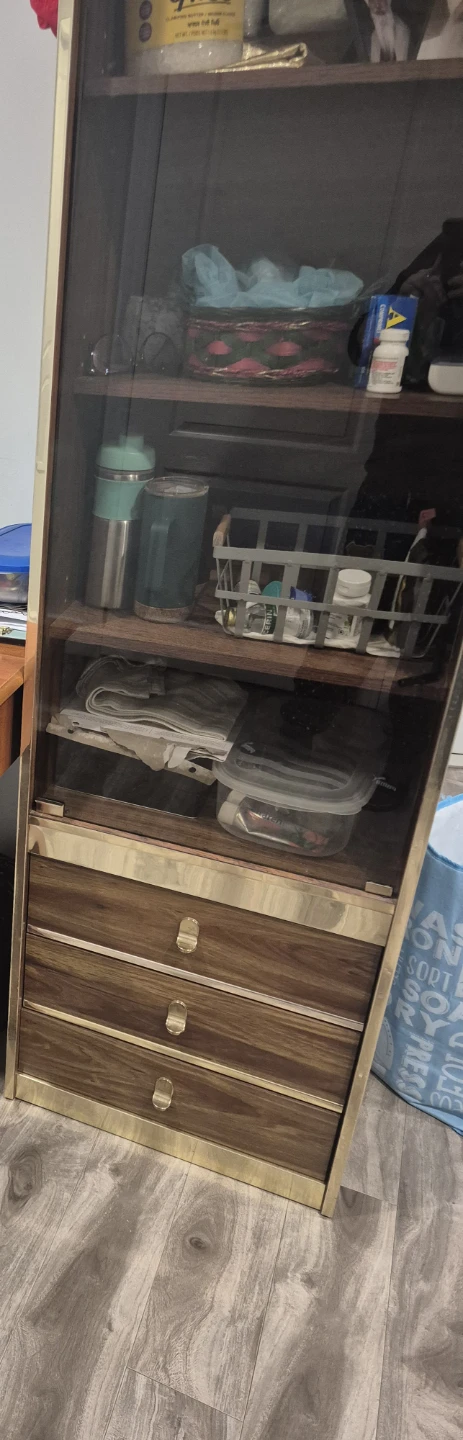 Glass Door Display Cabinet with Drawers