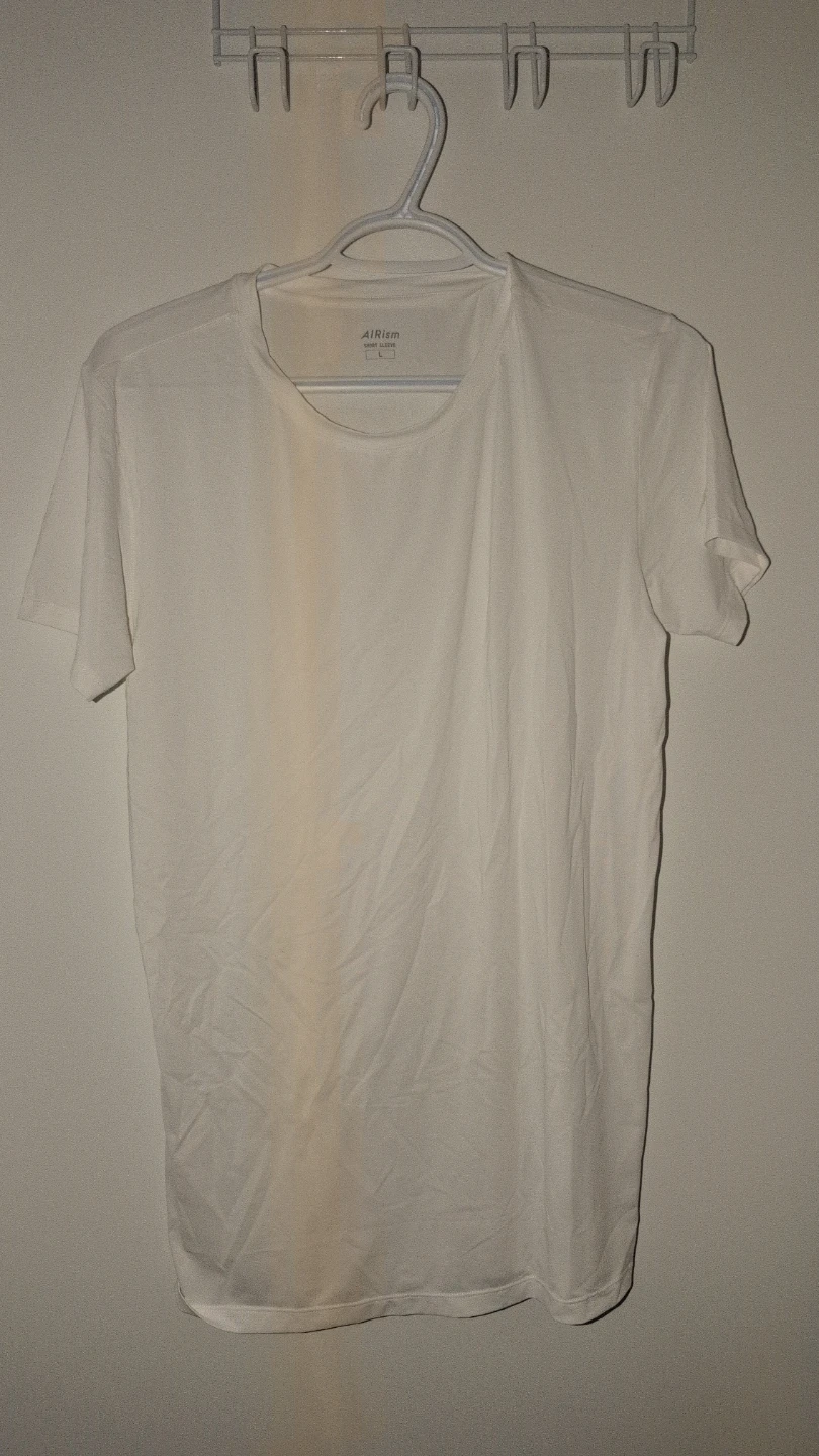 Men's Slim Uniqlo AIRism Short Sleeve T-Shirt - White - Large