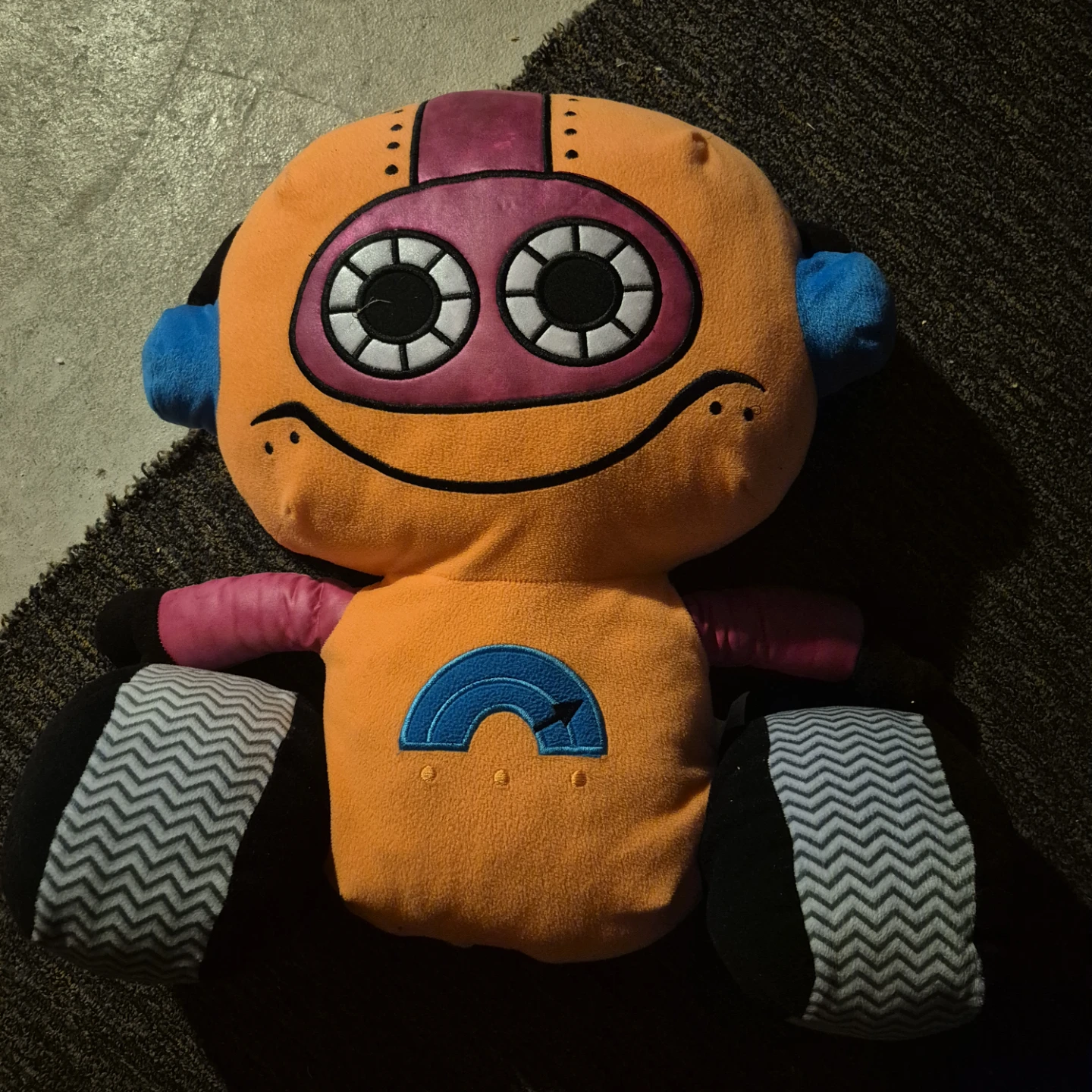 Orange Robot Plush Toy with Wheels