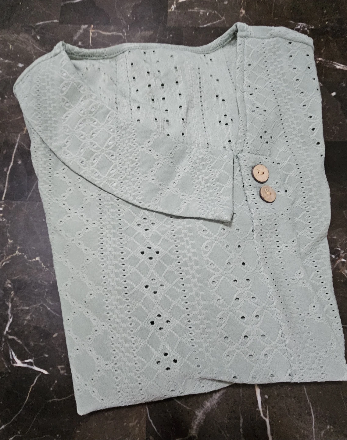 New women's Green Eyelet Top - Polyester/Spandex Blend - photo 4