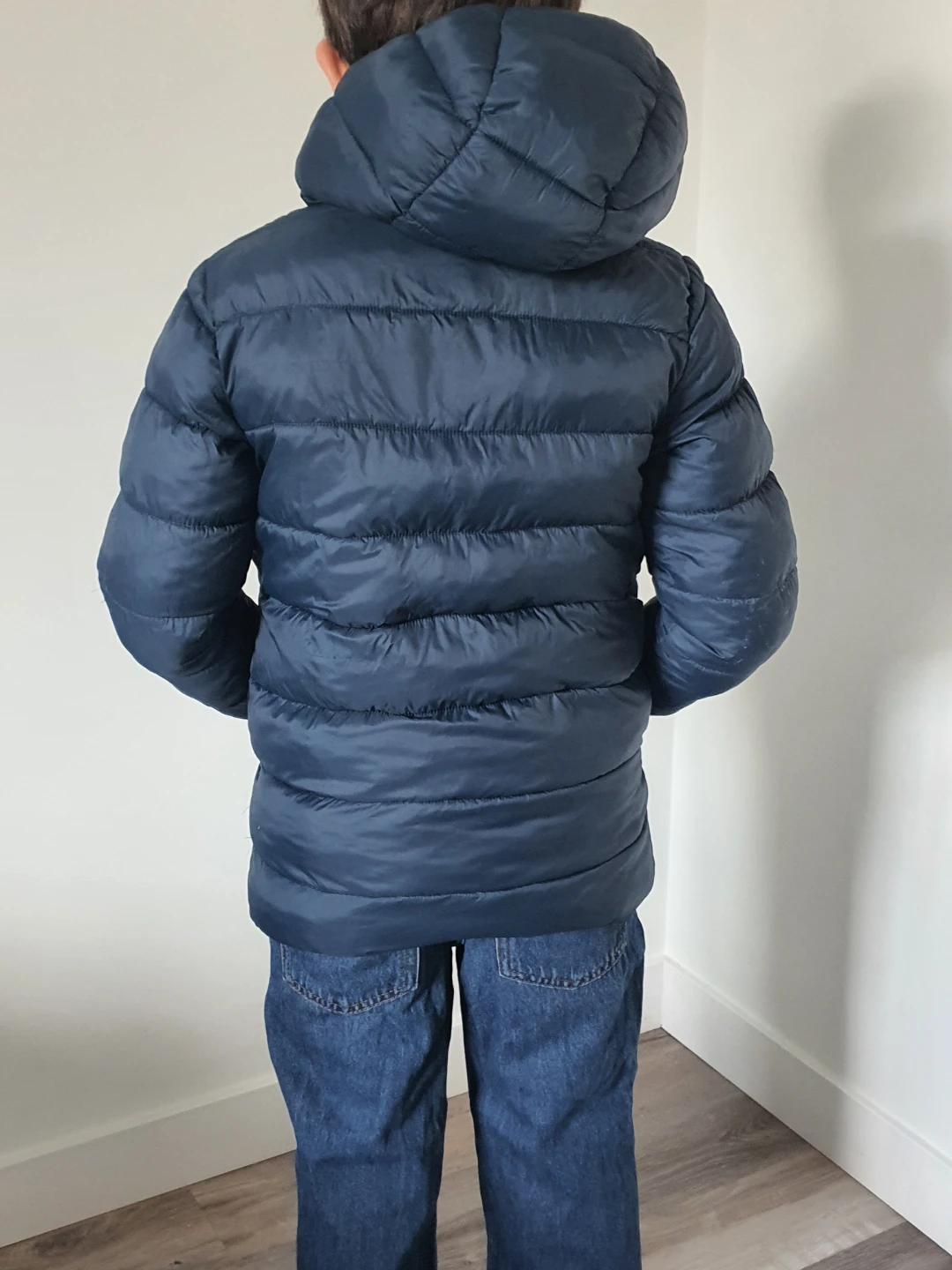 Navy Blue Puffer Jacket with Hood - photo 2