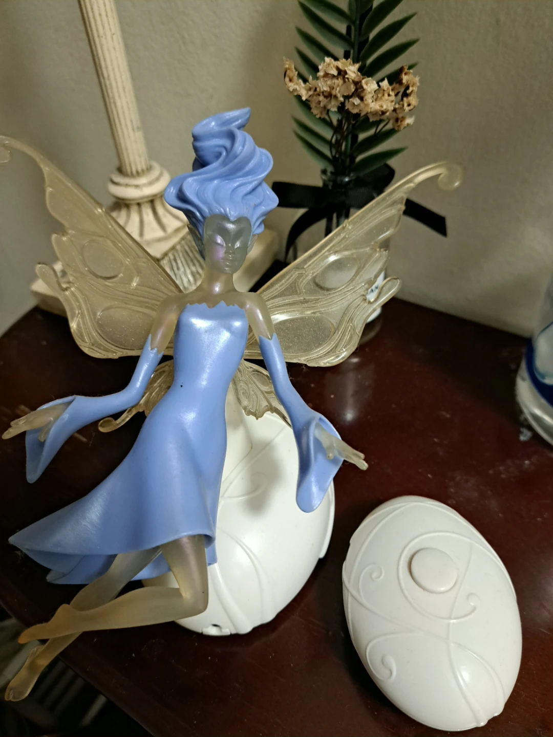 Blue Fairy Figurine with Wings lights up