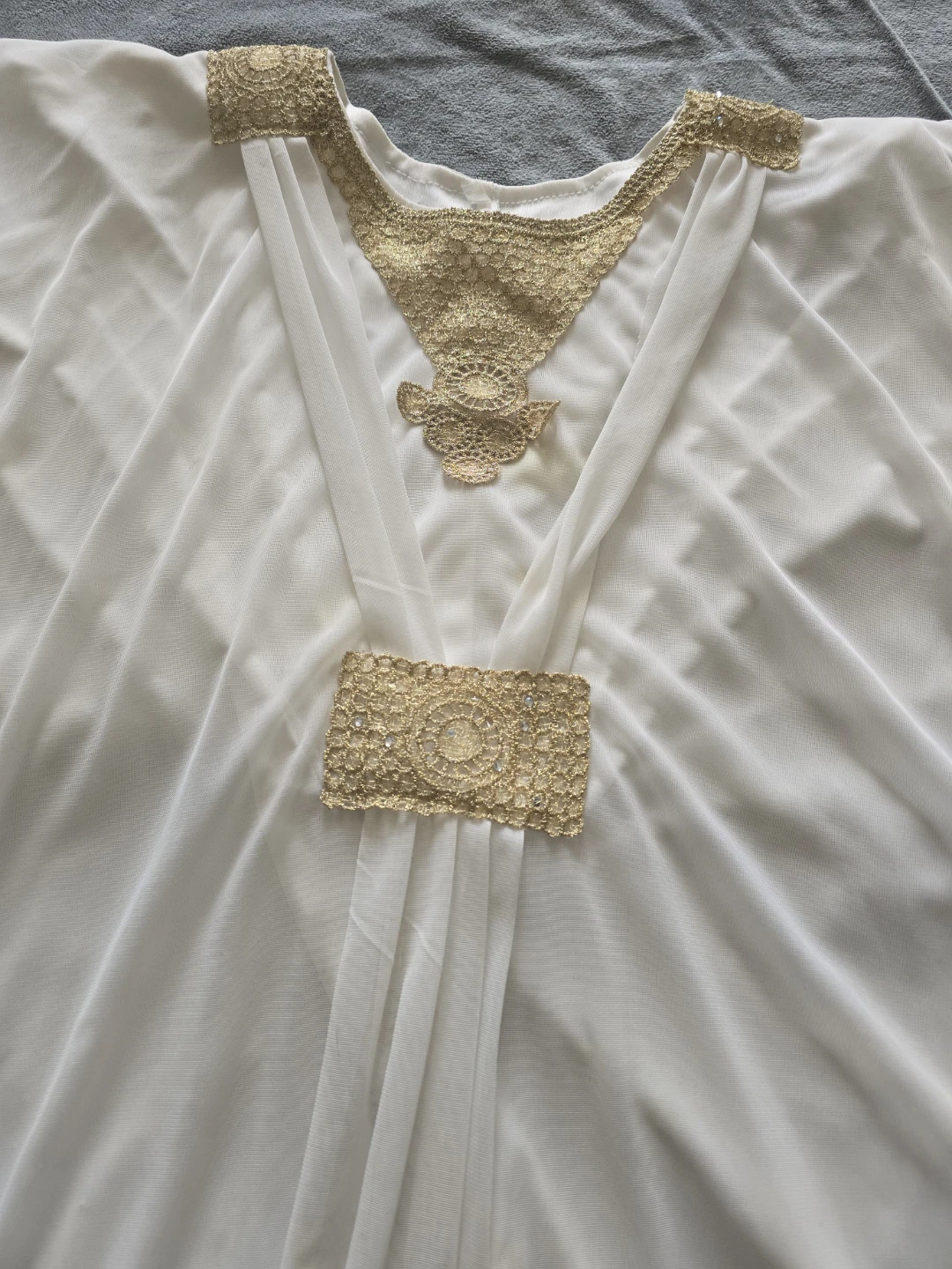 White Kaftan with Gold Embellishments - photo 2