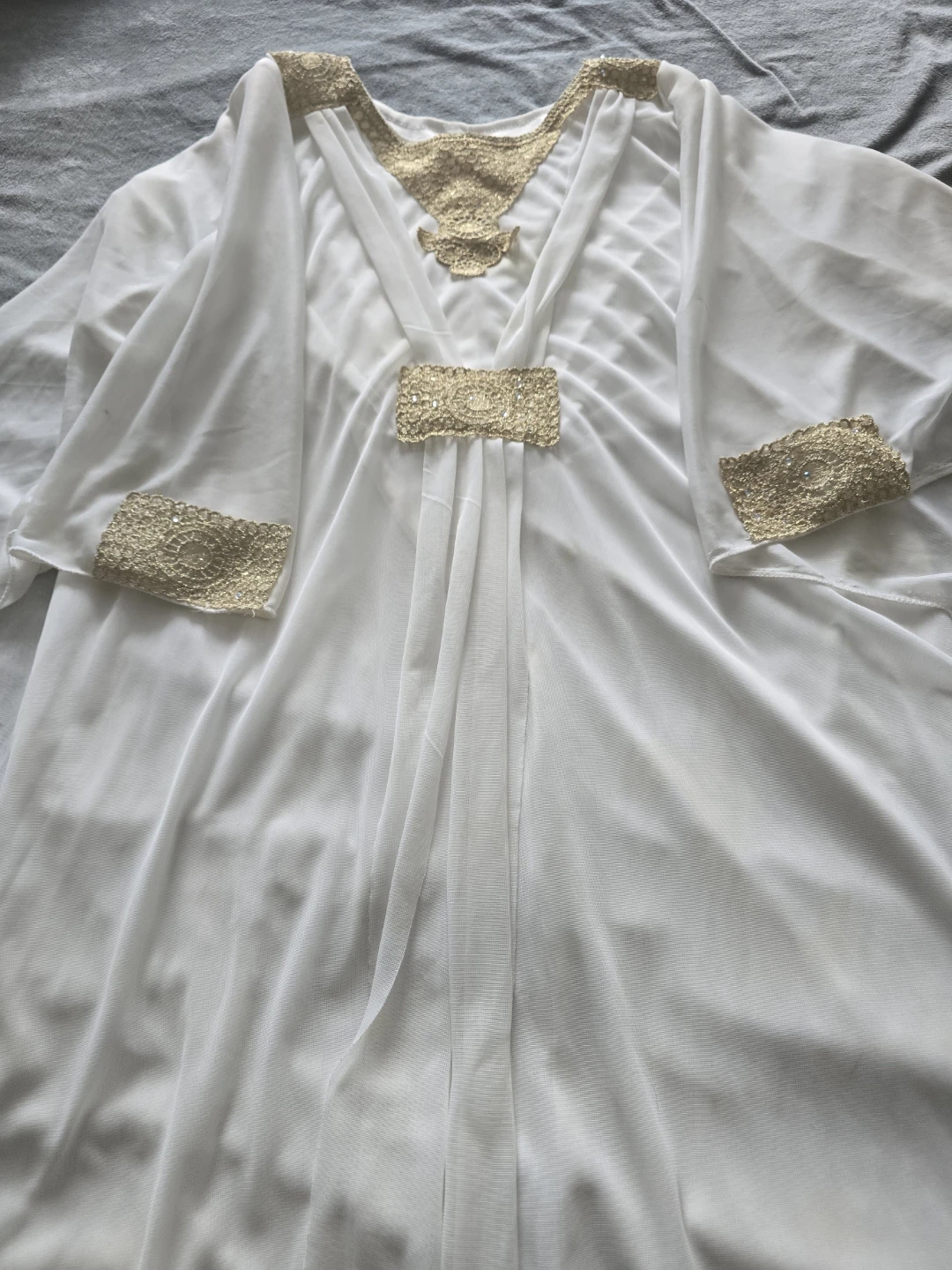 White Kaftan with Gold Embellishments - photo 3