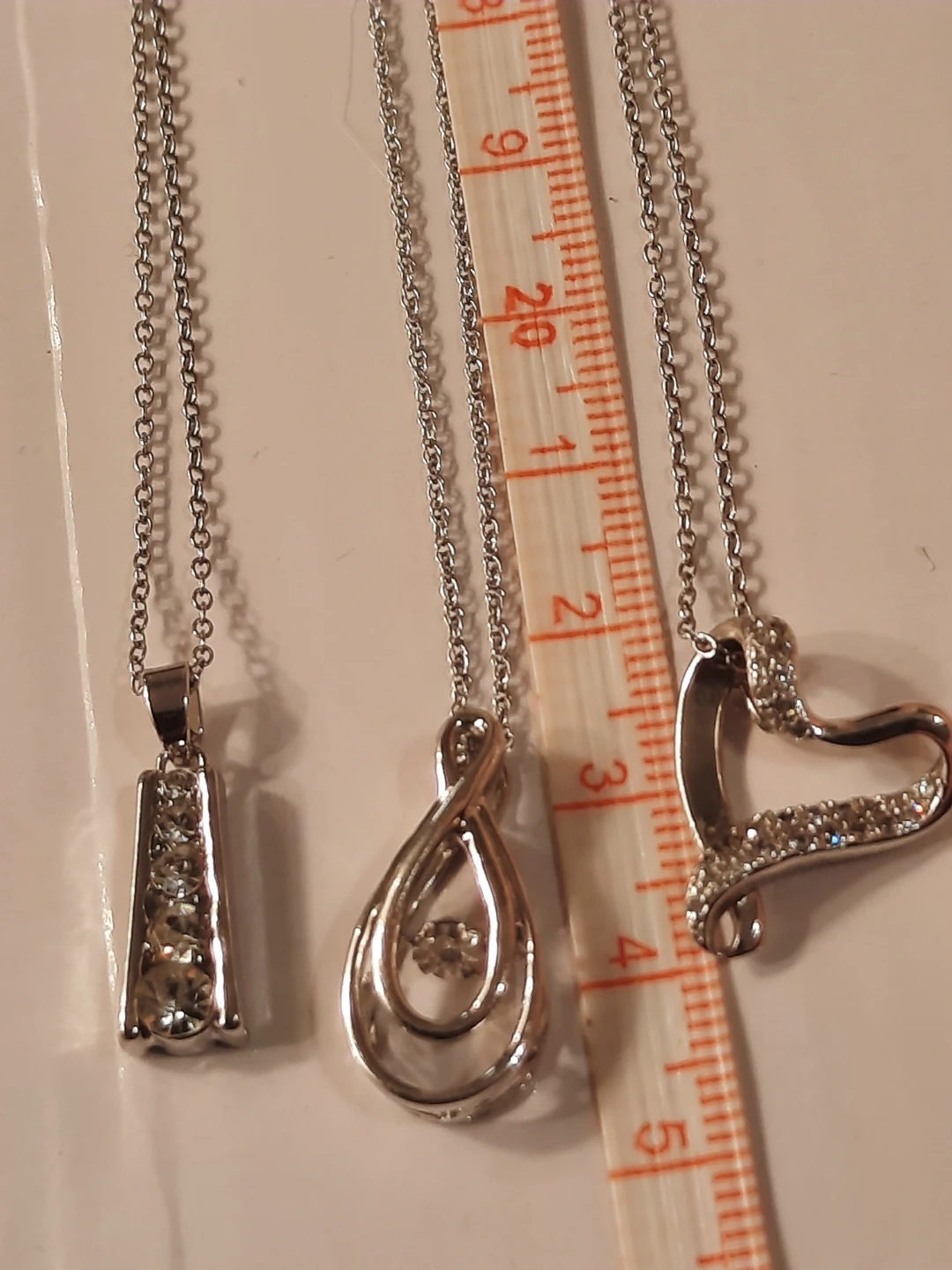 925 silver 3 chains and pendants one with diamond - photo 3