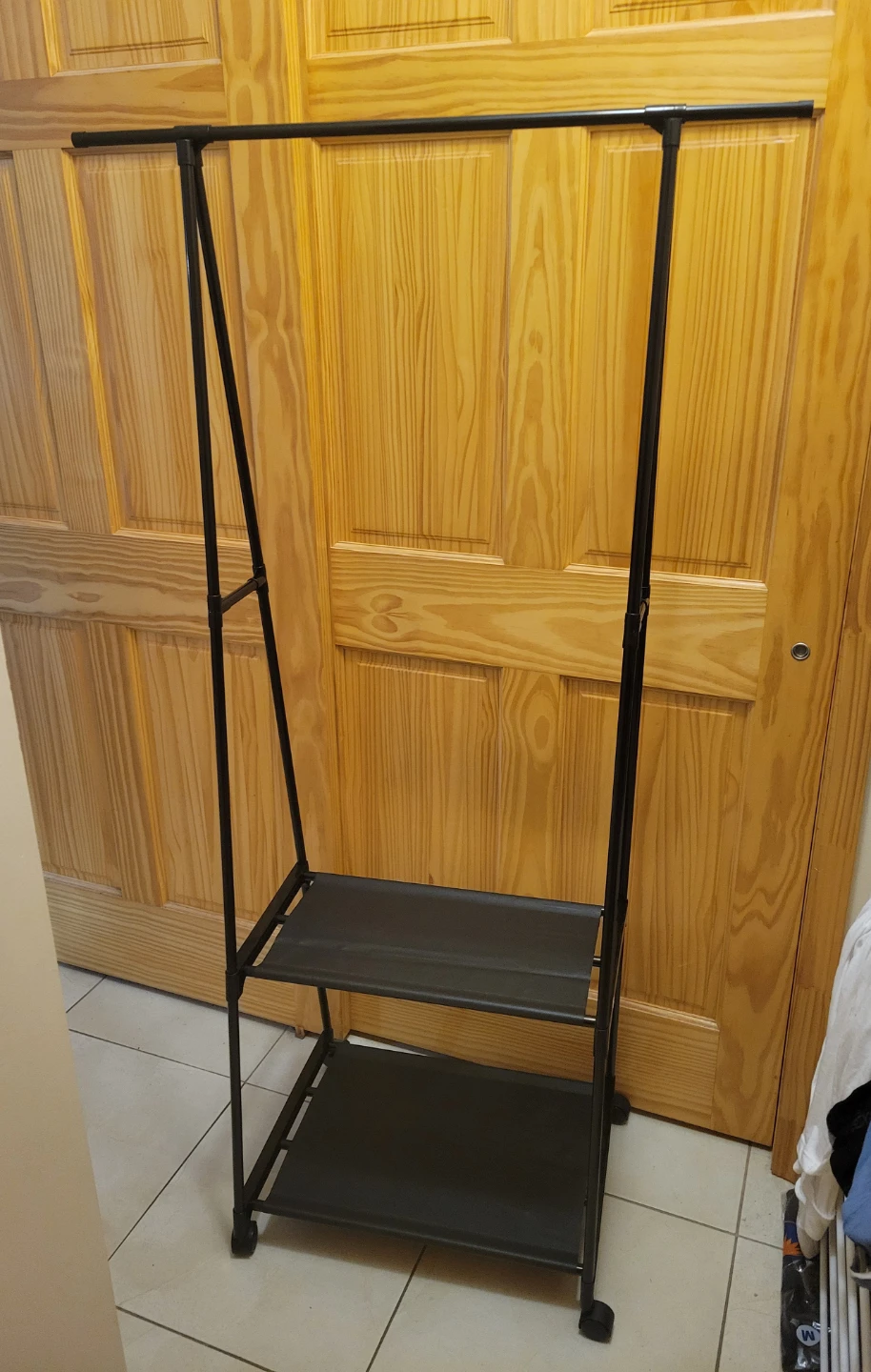 NEW Black Rolling Garment Rack with 2 Shelves