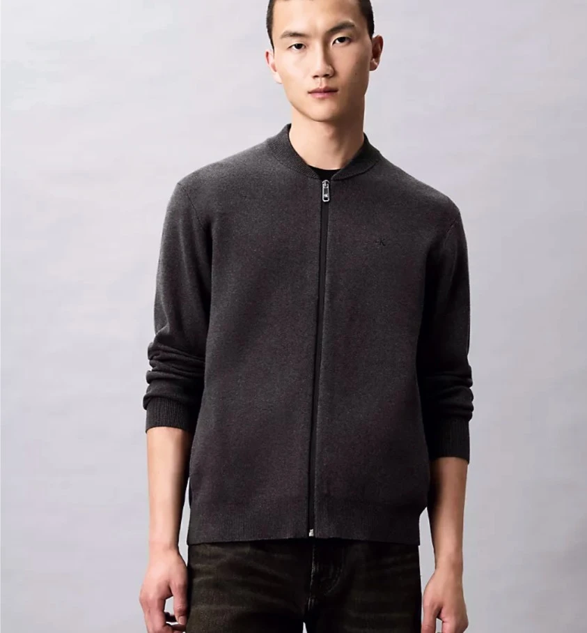 🆕 Calvin Klein Zippered Bomber Cardigan - Dark Grey