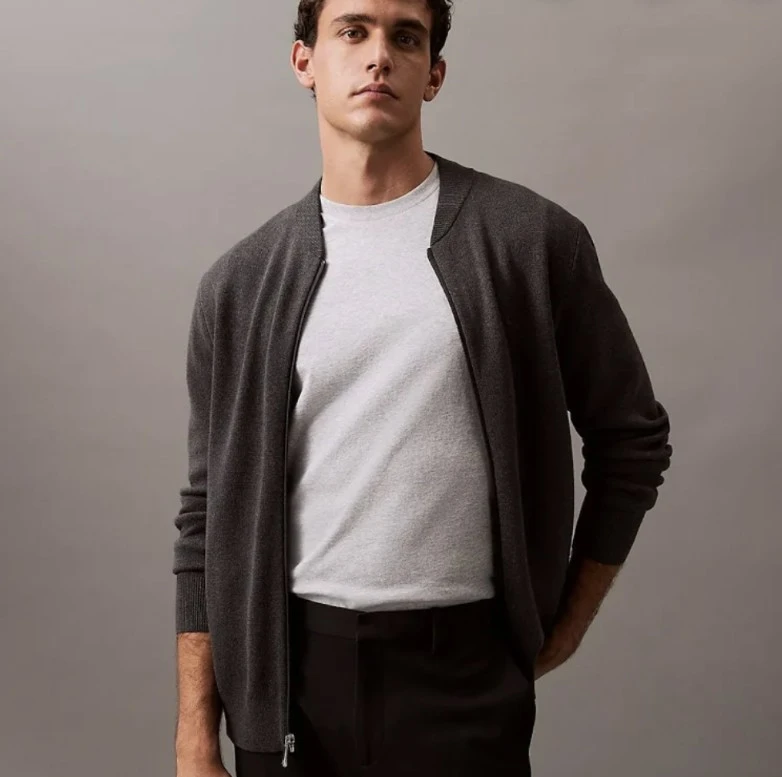 🆕 Calvin Klein Zippered Bomber Cardigan - Dark Grey - photo 2