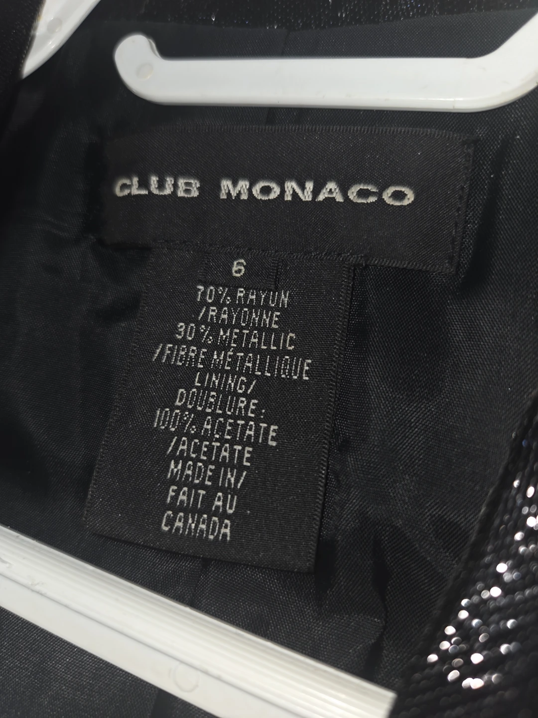 VINTAGE ALMOST NEW Club Monaco Black Metallic Blazer Size 6 - photo 3