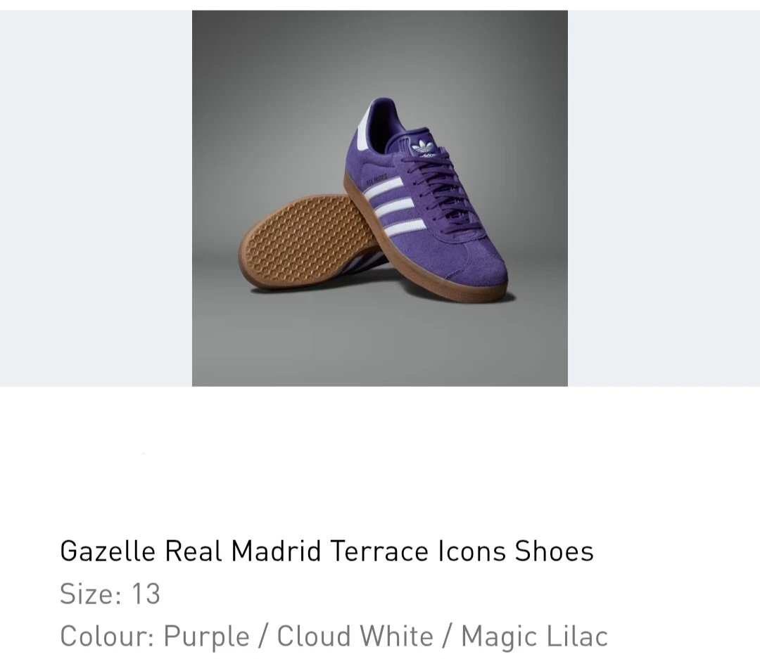 Adidas Gazelle Real Madrid Terrace Icons Shoes Size 13