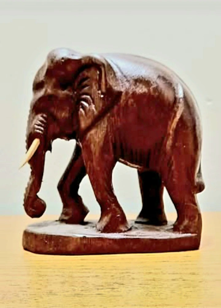 Unique Hand Carved Wooden Elephant Figurine