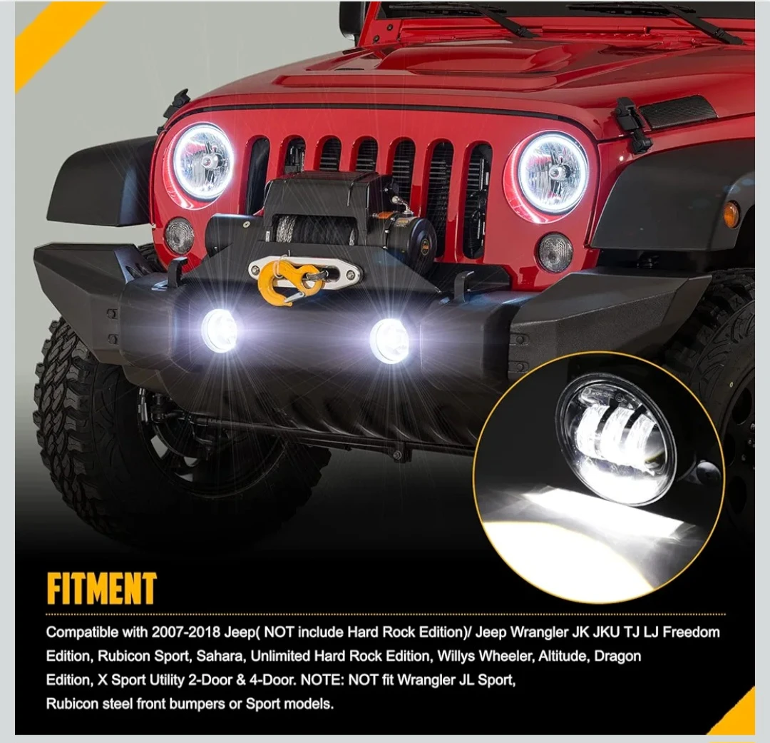 Brand New LED Fog Lights for Jeep Wrangler 2007-2018 - photo 2