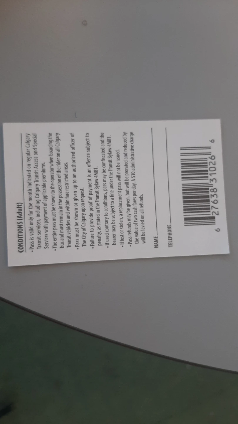 Calgary Transit Adult February 2026 Pass - photo 2