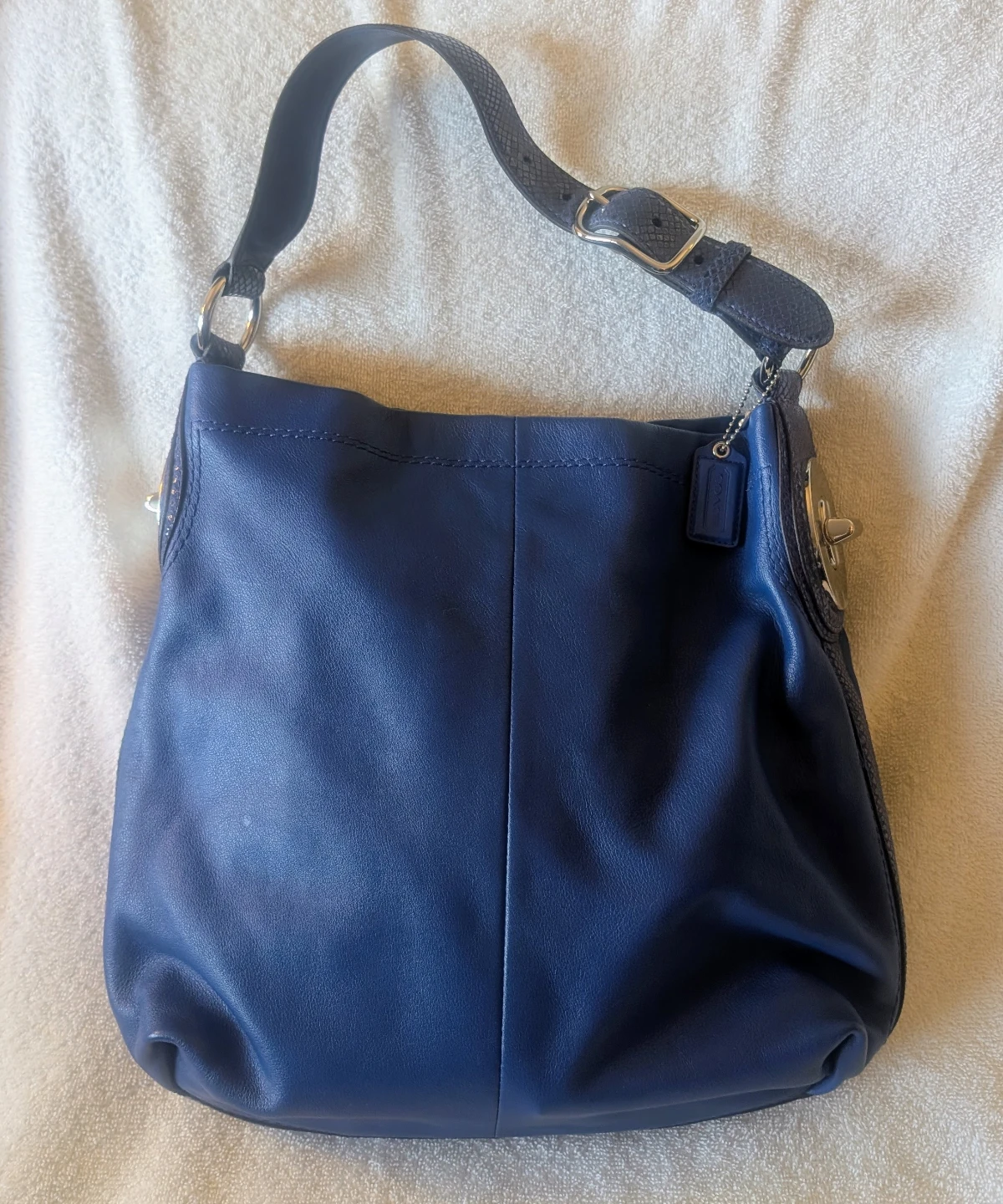 Coach Penelope Blue Leather Hobo Shoulder Bag  #16535
