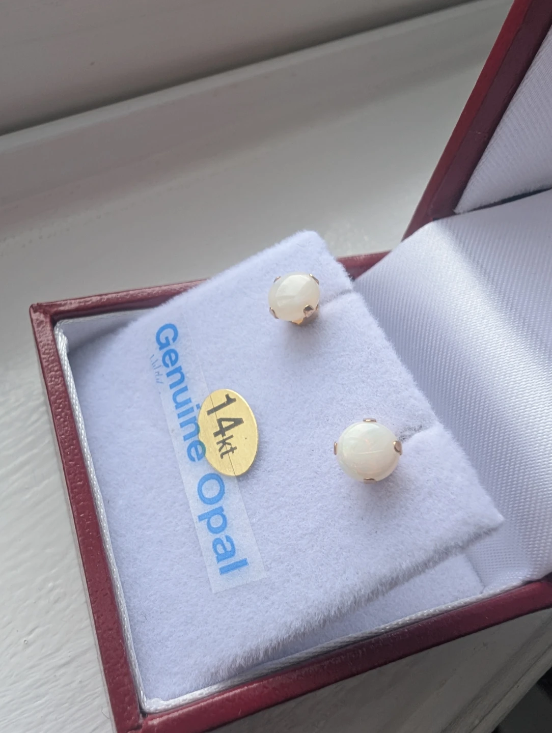 Brand New 14K Yellow Gold Opal Earrings For Sale - photo 4