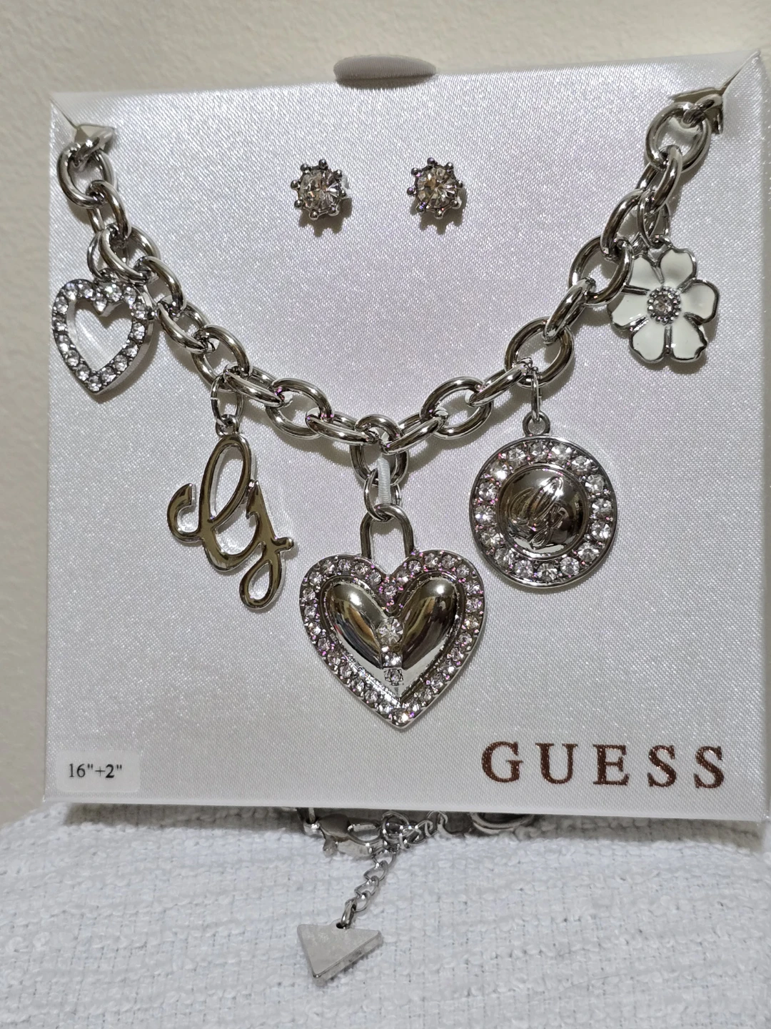 Guess Charm Necklace and Earrings Set