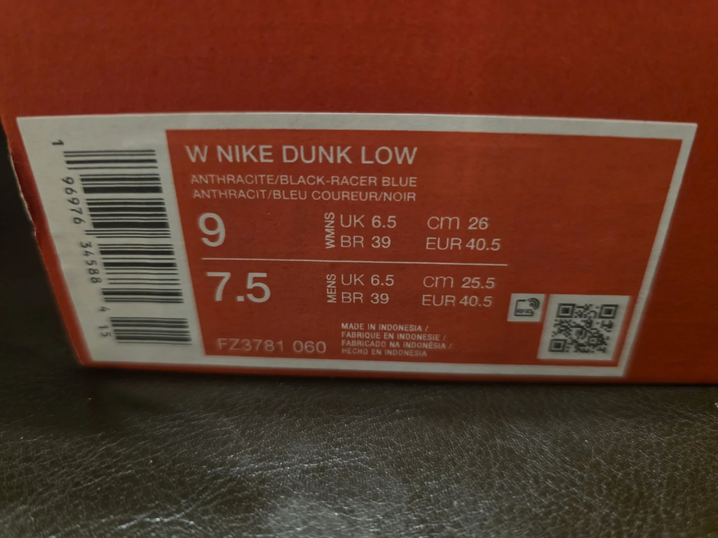 Nike Dunk Low Women's Size 9 Anthracite/Black - photo 2